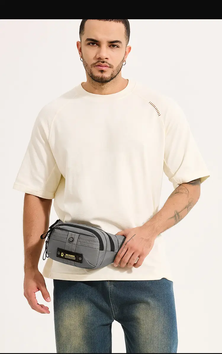 WEPOWER Men's Black Multi-Layer Waist Bag — feature 7