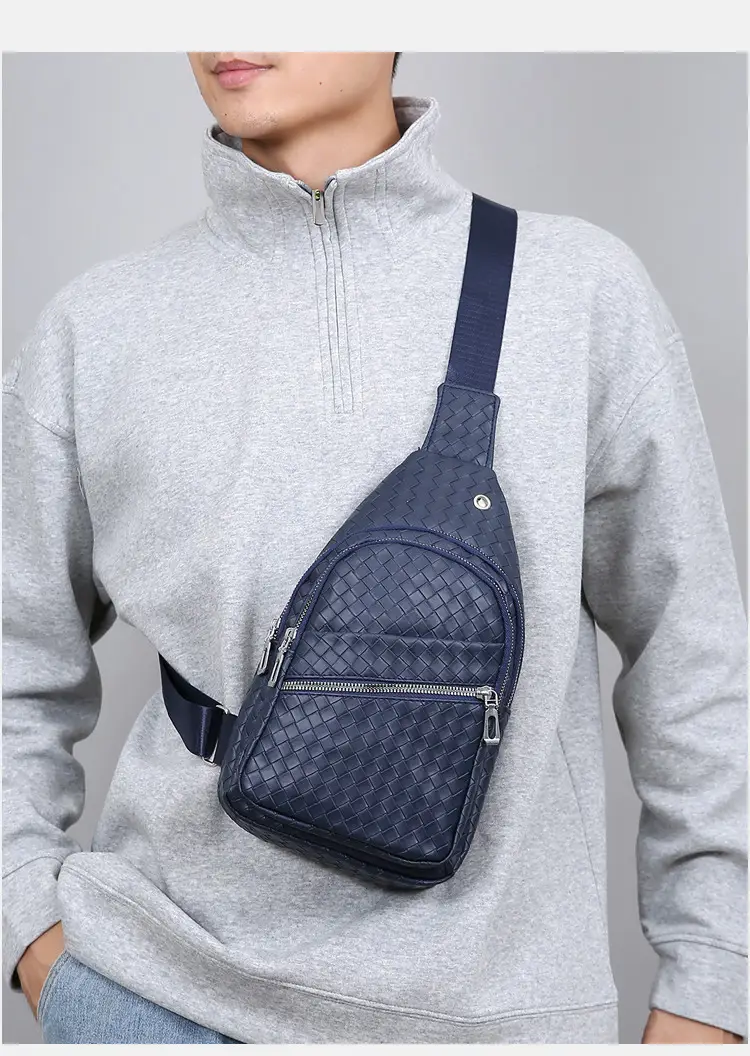 Black Leather Chest Bag for Men Crossbody Shoulder — feature 20