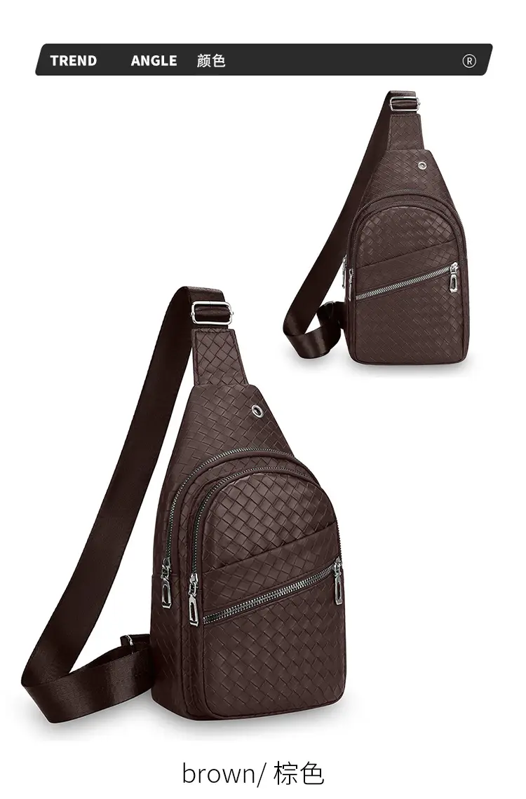 Black Leather Chest Bag for Men Crossbody Shoulder — feature 22