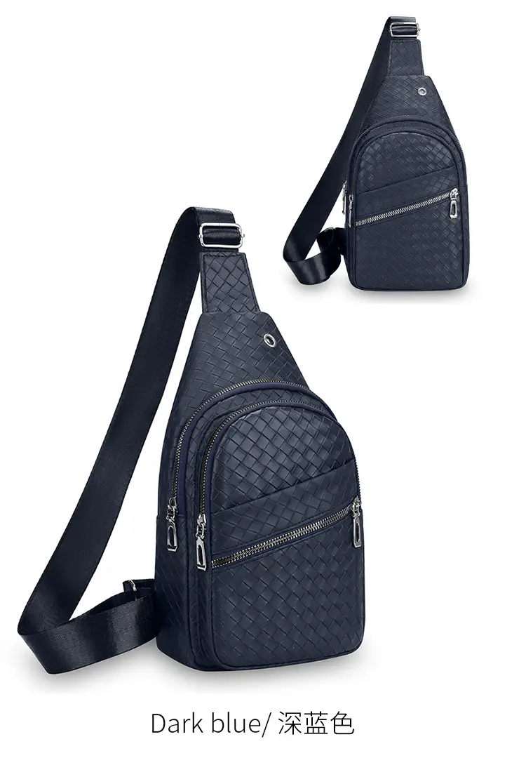 Black Leather Chest Bag for Men Crossbody Shoulder — feature 23