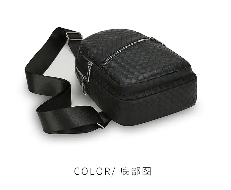 Black Leather Chest Bag for Men Crossbody Shoulder — feature 29