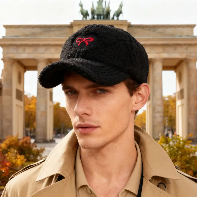 Winter Women's Lamb Wool Bow Cap Beige