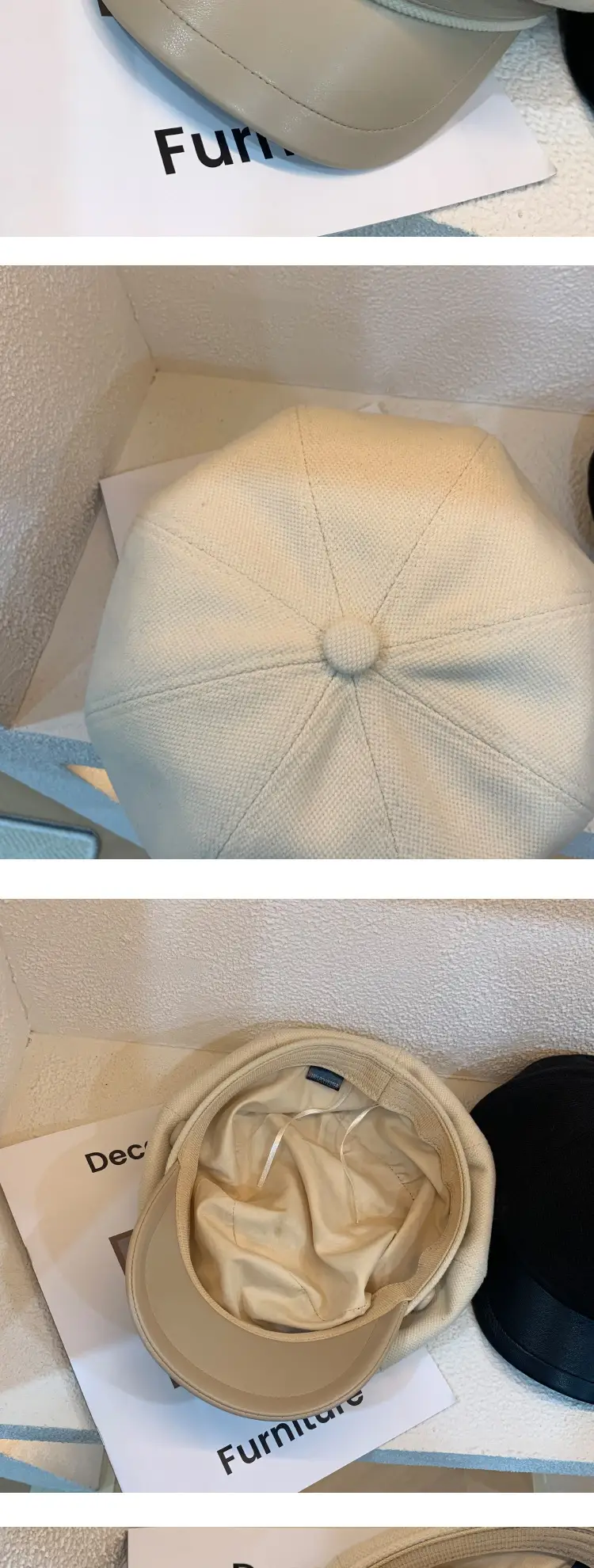 Japanese Style Woolen Beret for Women Large Cap Beige — feature 11