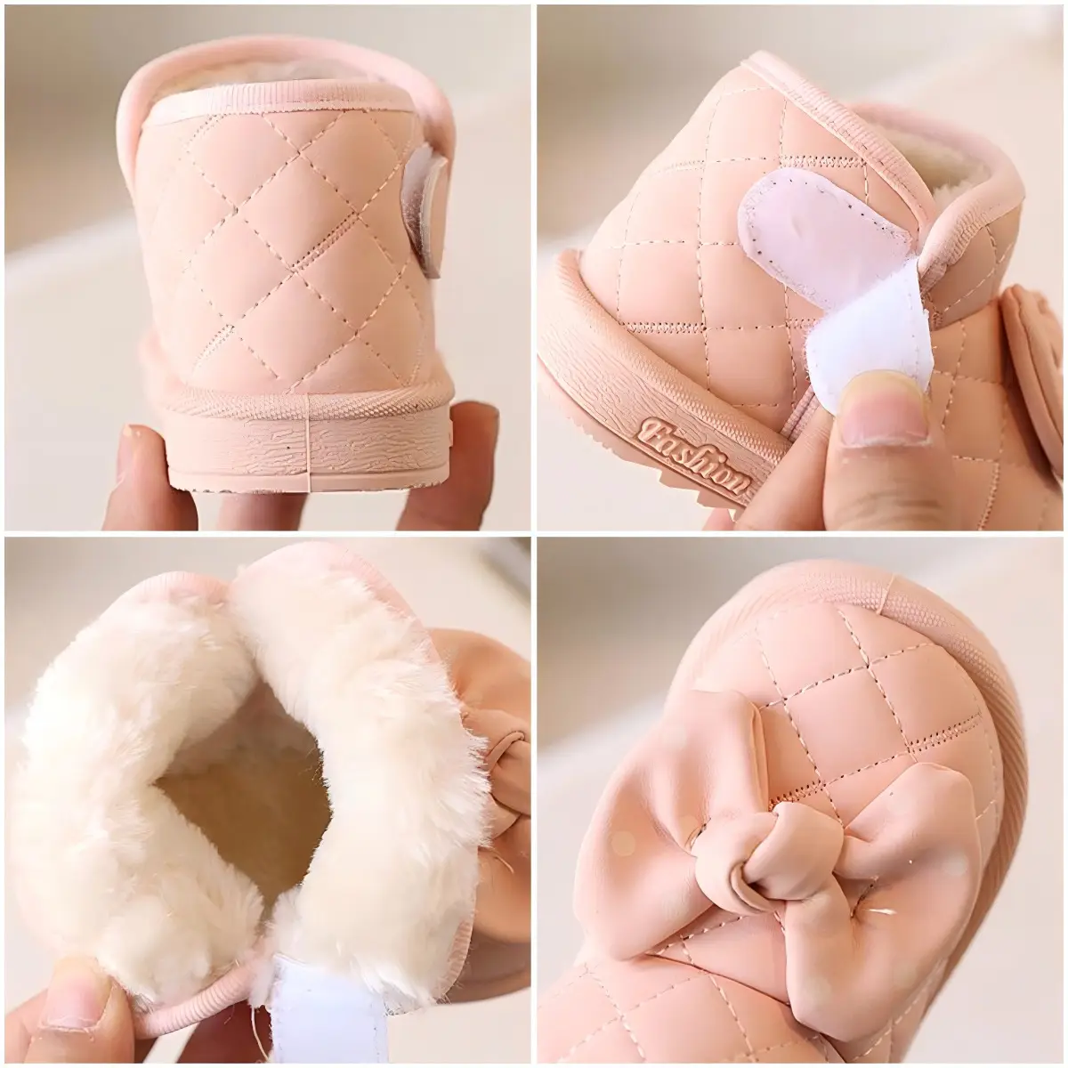Baby Warm Fleece Lined Bowled Boots White - Image 5