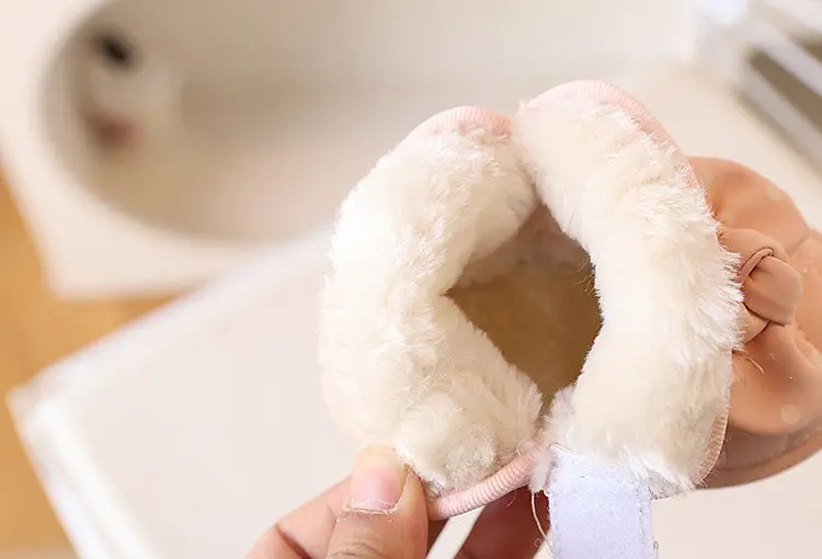 Baby Warm Fleece Lined Bowled Boots White — feature 14