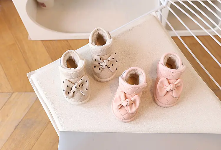 Baby Warm Fleece Lined Bowled Boots White — feature 3