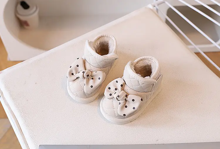 Baby Warm Fleece Lined Bowled Boots White — feature 5