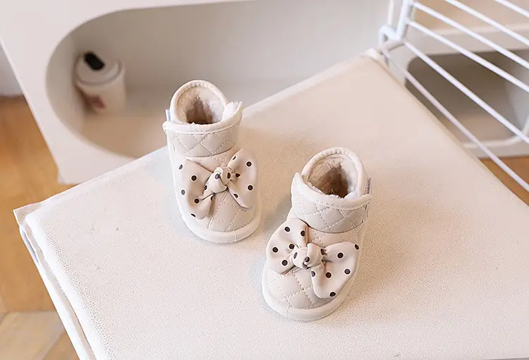 Baby Warm Fleece Lined Bowled Boots White — feature 6