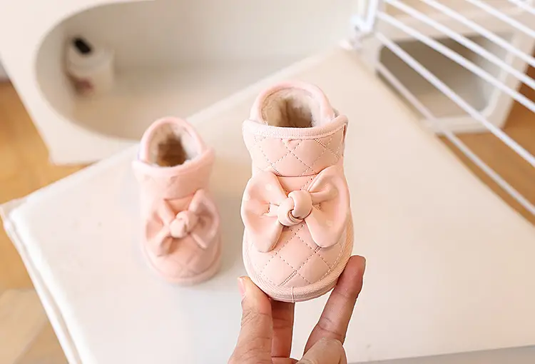 Baby Warm Fleece Lined Bowled Boots White — feature 8