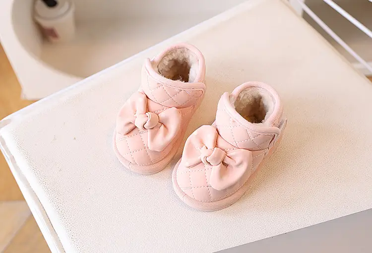 Baby Warm Fleece Lined Bowled Boots White — feature 9