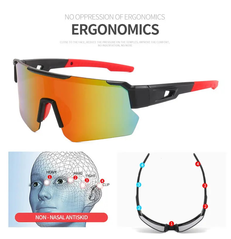 Men Windproof Sports Sunglasses Black Gray — feature 12