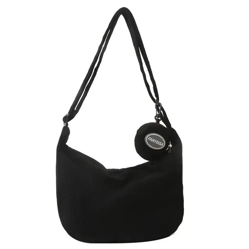Green Textured Corduroy Shoulder Bag for Women - Image 13