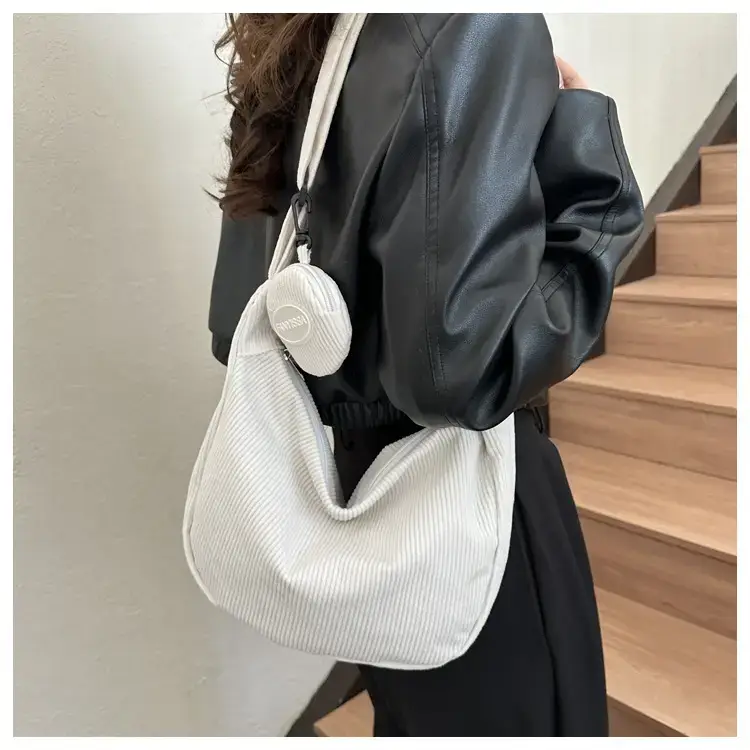 Green Textured Corduroy Shoulder Bag for Women — feature 10