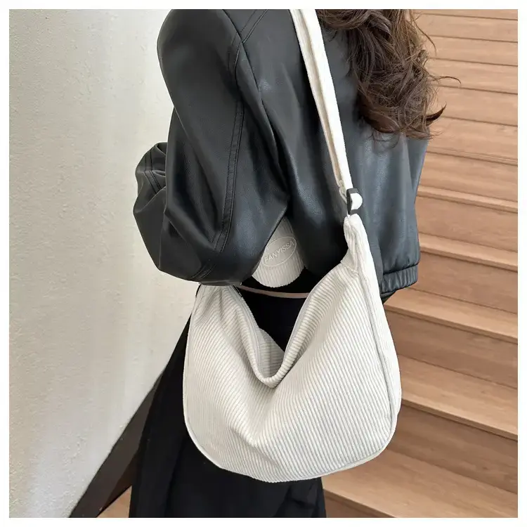 Green Textured Corduroy Shoulder Bag for Women — feature 11