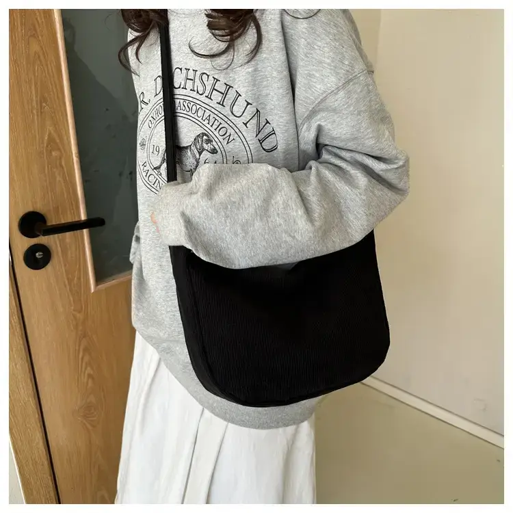 Green Textured Corduroy Shoulder Bag for Women — feature 15
