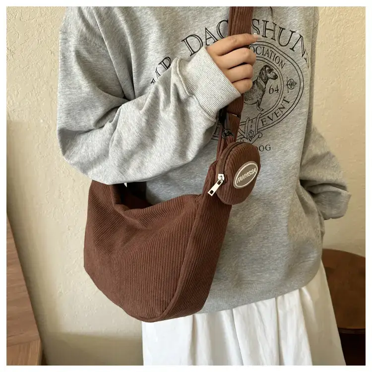 Green Textured Corduroy Shoulder Bag for Women — feature 20