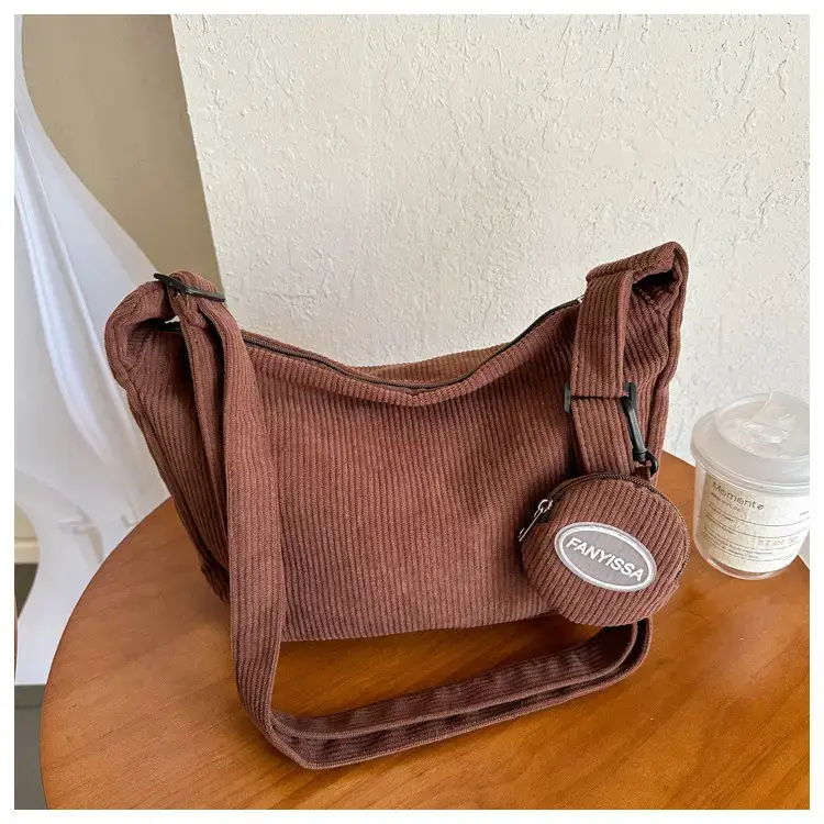 Green Textured Corduroy Shoulder Bag for Women — feature 29