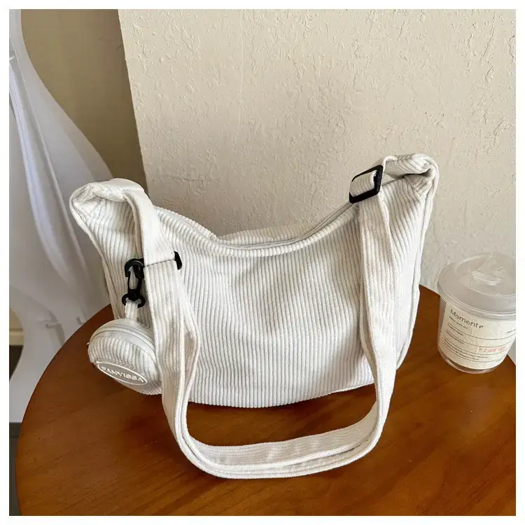 Green Textured Corduroy Shoulder Bag for Women — feature 30