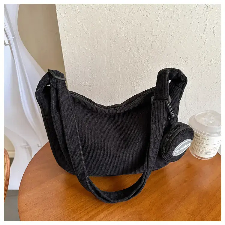 Green Textured Corduroy Shoulder Bag for Women — feature 31