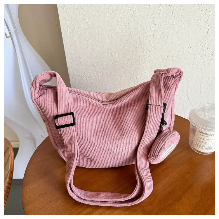 Green Textured Corduroy Shoulder Bag for Women — feature 35