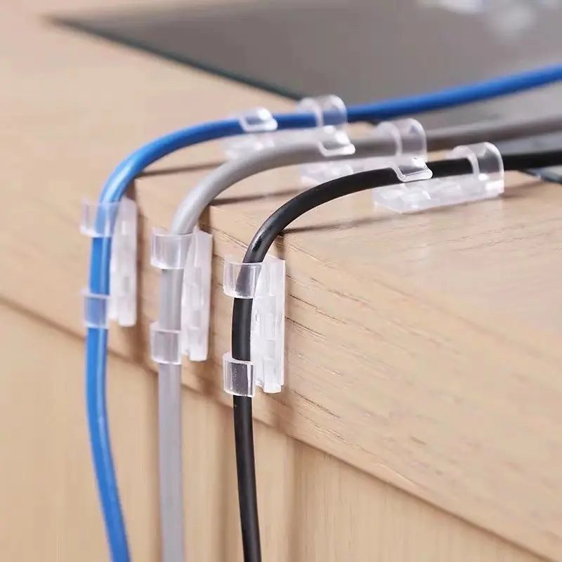 Cable Organizer, Wire Holder, No-Drill Self-Adhesive Cable Clip, Desktop Data Cable Management Tool, Storage Solution