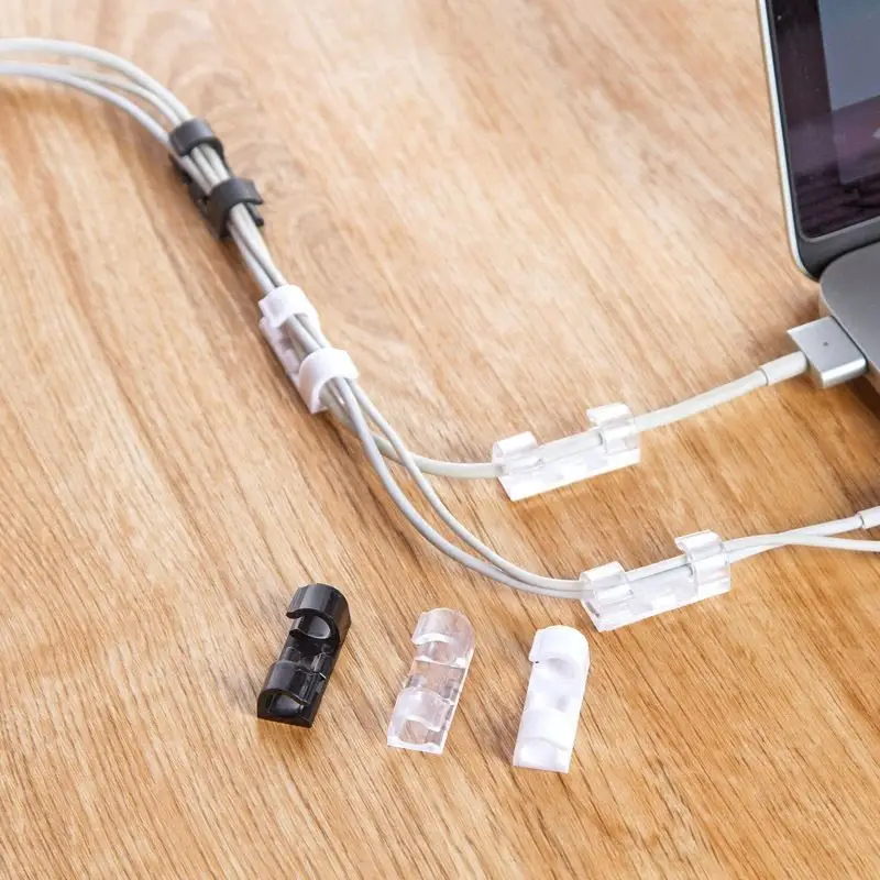 Cable Organizer, Wire Holder, No-Drill Self-Adhesive Cable Clip, Desktop Data Cable Management Tool, Storage Solution