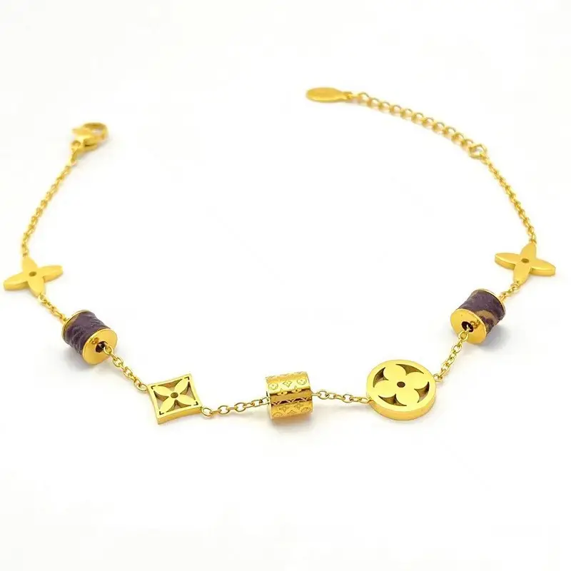 Real Gold Four Leaf Flower Bracelet for Women - Image 13