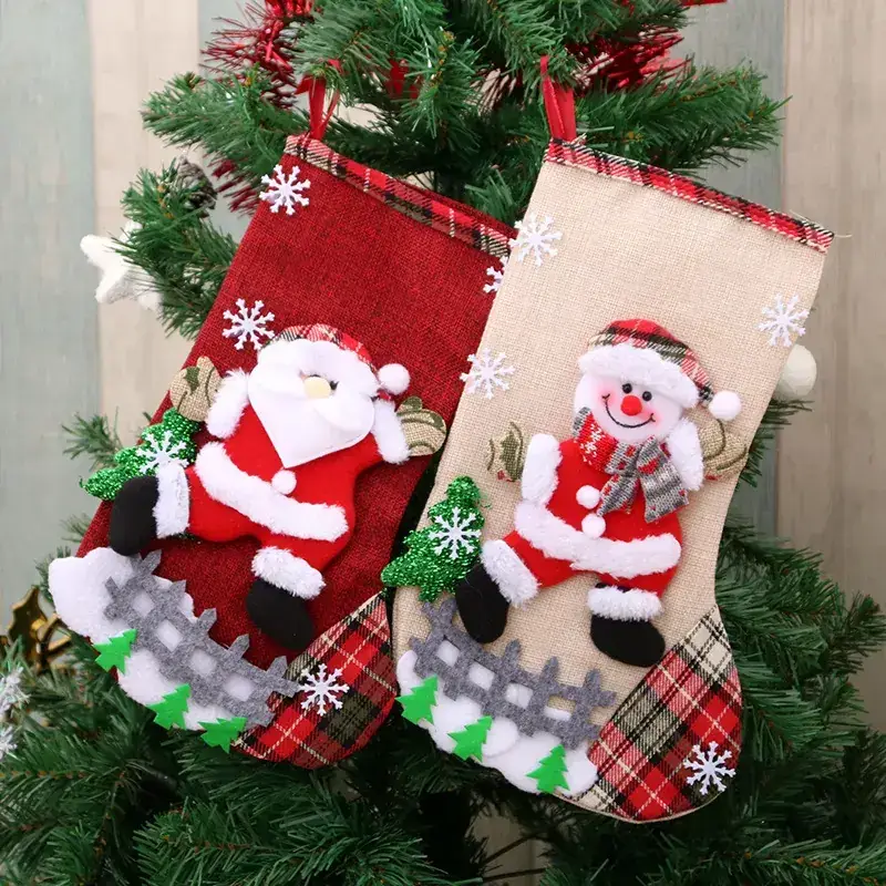 New Cross Border Linen Christmas Stockings 31cm - Image 8