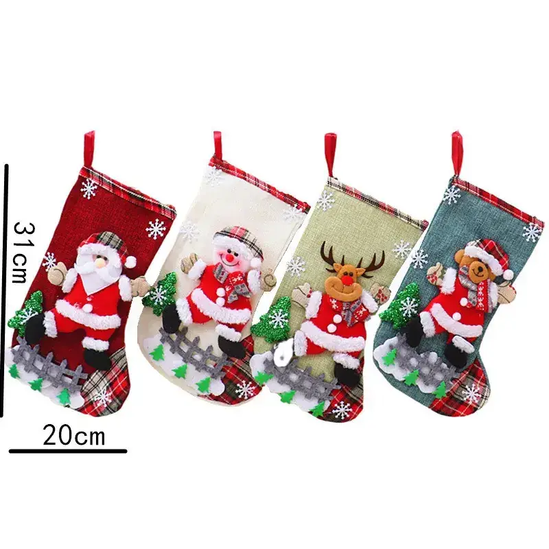 New Cross Border Linen Christmas Stockings 31cm - Image 9