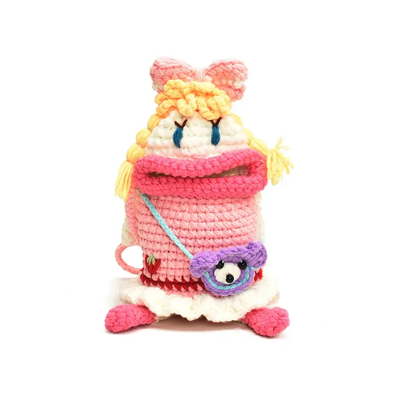 Wool Crocheted Doll Crossbody Bag for Girls