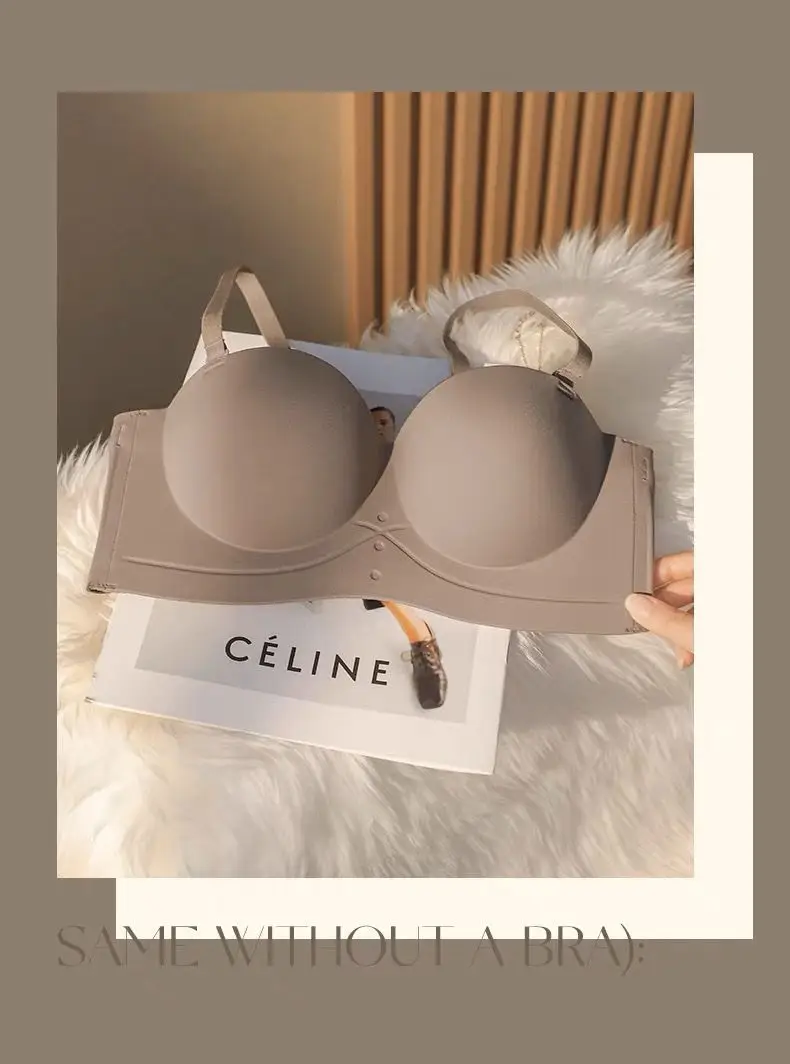 Half Cup Traceless Underwear Women's Small Chest Gathering Large Shoulder-less Thickened Parammary Anti-sagging Rimless Bra — feature 14