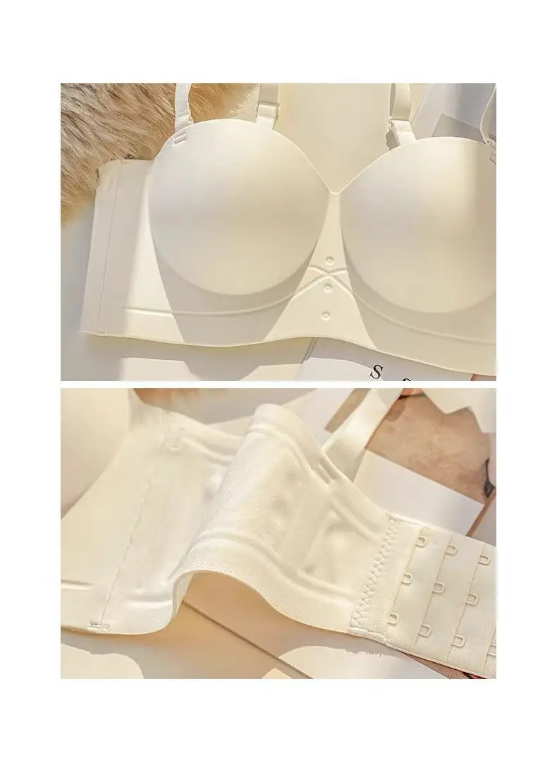 Half Cup Traceless Underwear Women's Small Chest Gathering Large Shoulder-less Thickened Parammary Anti-sagging Rimless Bra — feature 15
