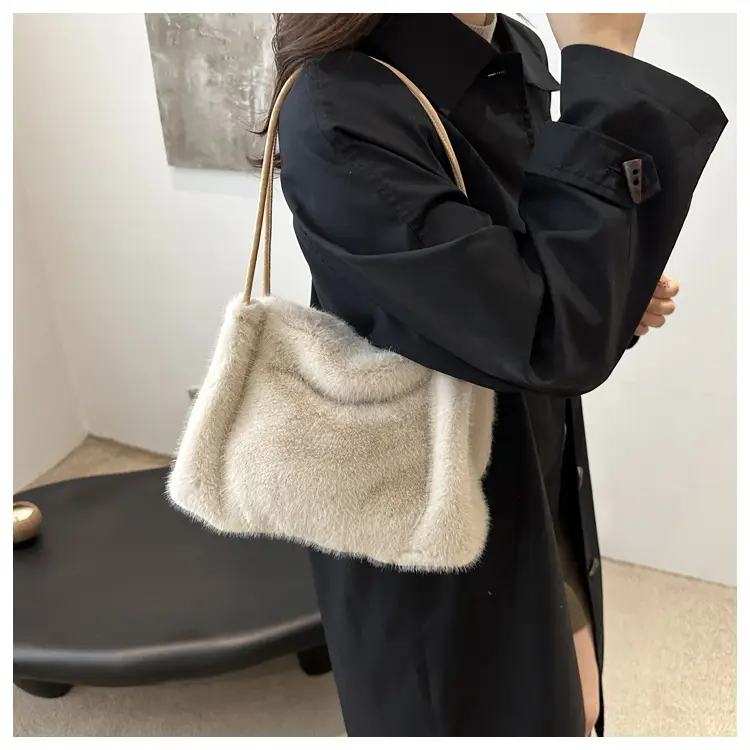 Pink Faux Fur Shoulder Bag for Women 2024 Winter — feature 14