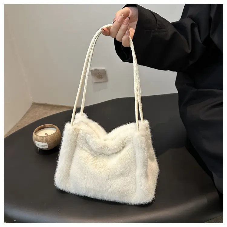 Pink Faux Fur Shoulder Bag for Women 2024 Winter — feature 15