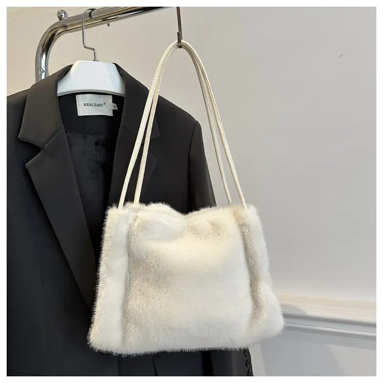 Pink Faux Fur Shoulder Bag for Women 2024 Winter — feature 9