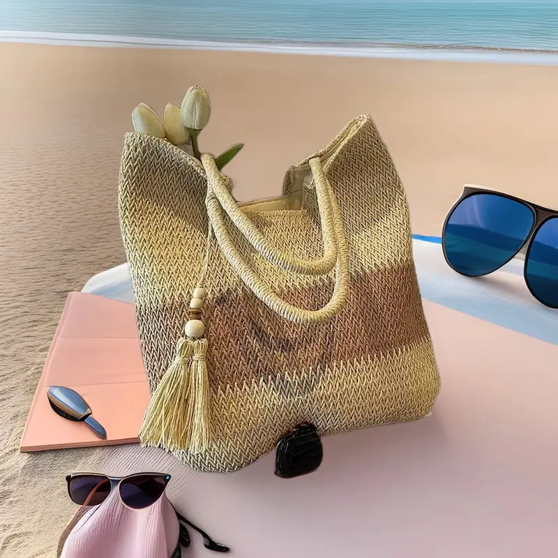 Straw Tassel Shoulder Bag Large Capacity Japanese Style