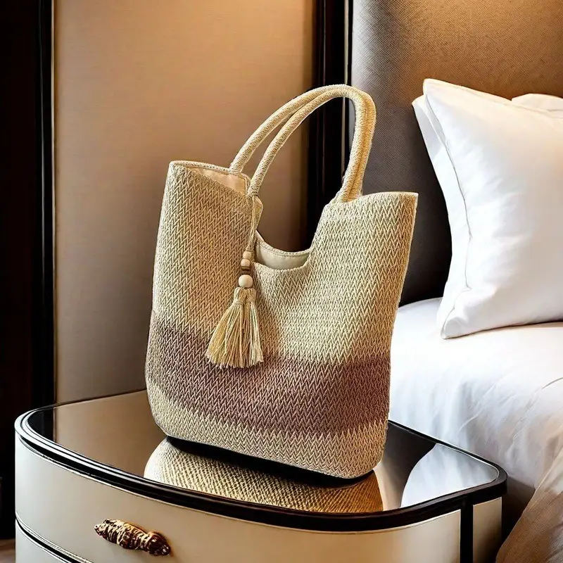 Straw Tassel Shoulder Bag Large Capacity Japanese Style