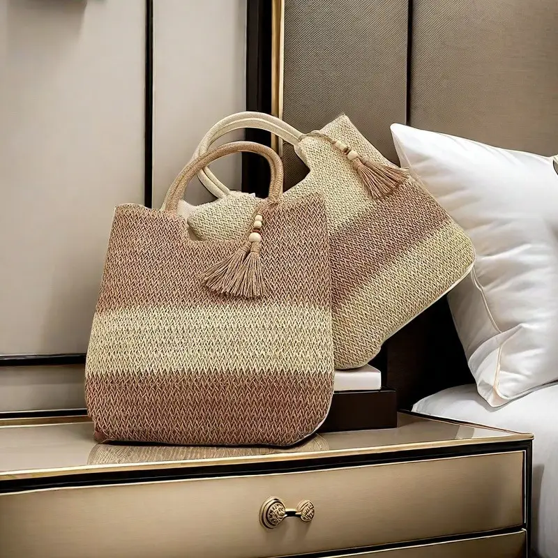 Straw Tassel Shoulder Bag Large Capacity Japanese Style — feature 7