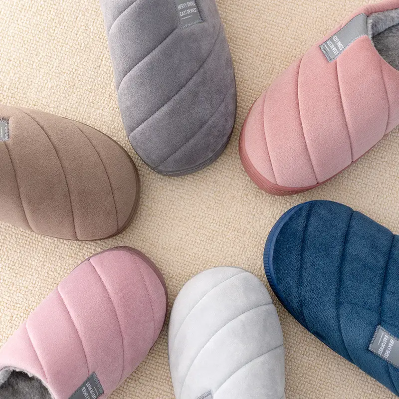Cross-border plus size Half-bag Cotton Slippers Women's Winter Home Warm Suede Soft Non-slip Indoor Simple Shoes for Men — feature 12