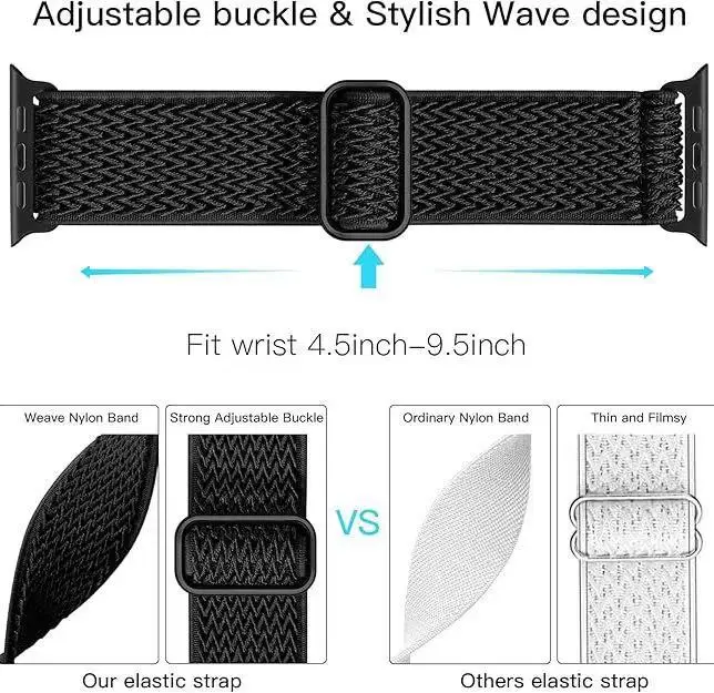 Wavy Apple Watch Strap for Apple Watch Stretch Japanese Buckle Nylon Compatible Iwatch Watch Strap — feature 5
