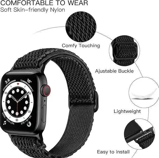 Wavy Apple Watch Strap for Apple Watch Stretch Japanese Buckle Nylon Compatible Iwatch Watch Strap — feature 6