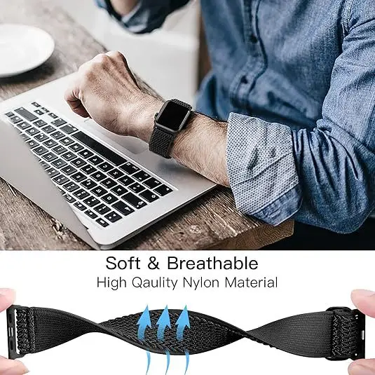 Wavy Apple Watch Strap for Apple Watch Stretch Japanese Buckle Nylon Compatible Iwatch Watch Strap — feature 7
