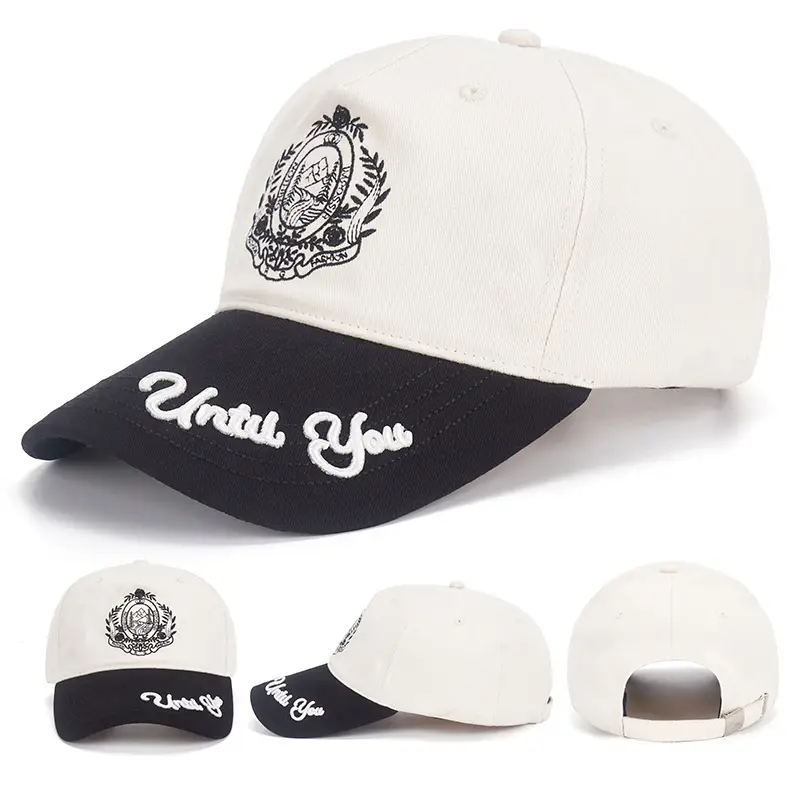 Men's White Black Embroidered Baseball Cap with Royal Crown Design - Image 3