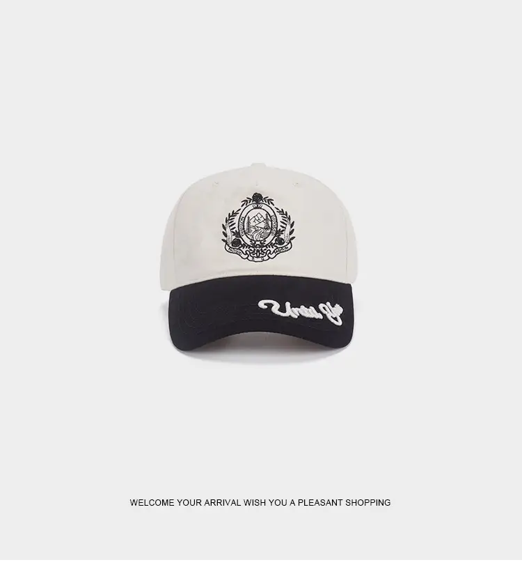 Men's White Black Embroidered Baseball Cap with Royal Crown Design — feature 10