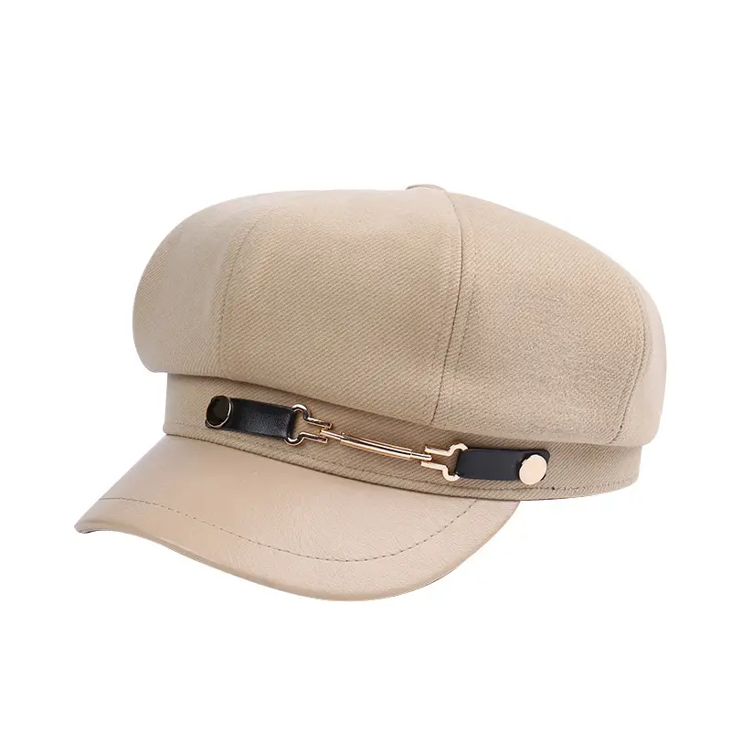Women British Belt Buckle Cap Autumn Winter Wool Warm - Image 9