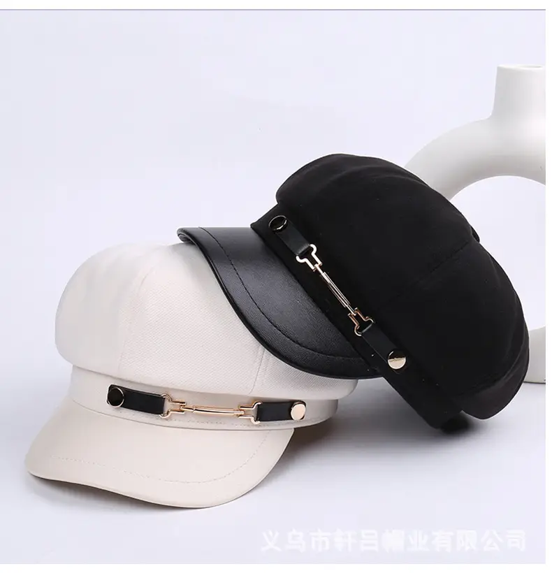 Women British Belt Buckle Cap Autumn Winter Wool Warm — feature 18