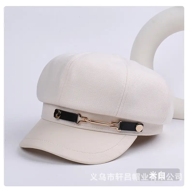 Women British Belt Buckle Cap Autumn Winter Wool Warm — feature 23