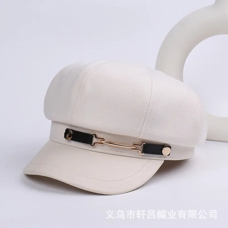 Women British Belt Buckle Cap Autumn Winter Wool Warm - Image 4