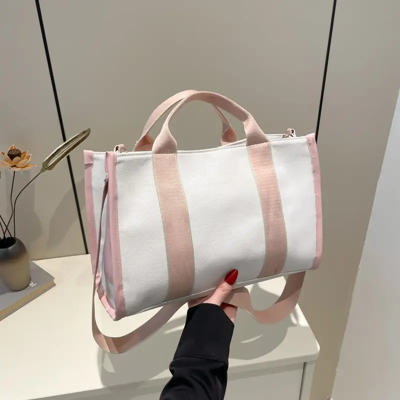 2024 Winter Korean Style Canvas Bags Large Capacity Contrast Tote - Image 8