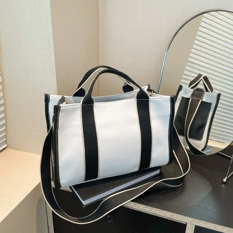2024 Winter Korean Style Canvas Bags Large Capacity Contrast Tote - Image 9